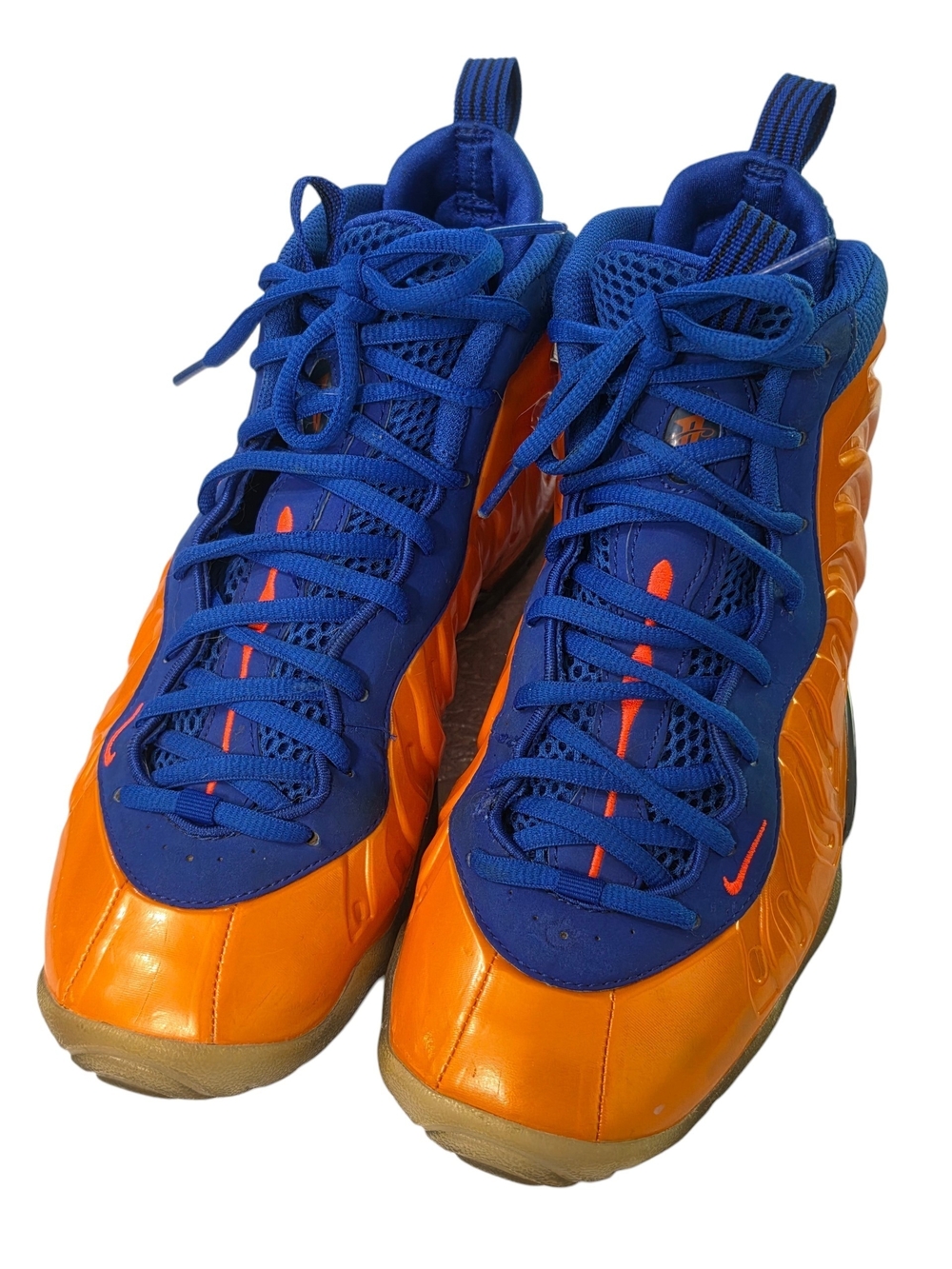 Nike Air Foamposite One Knicks Blue Orange Basketball Sneakers Sz 7Y/Women's 8.5